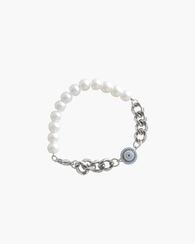 Pearl // Sterling Silver Eye Bracelet